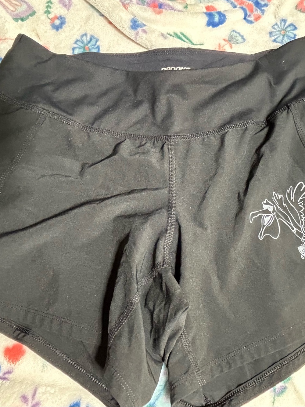 Brooks Black Women’s Bike Shorts with White Floral Detail